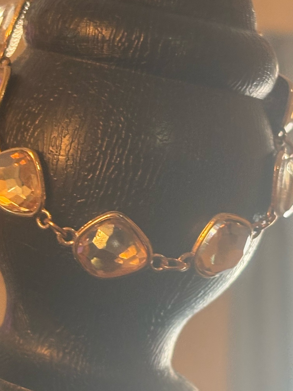 Gold-Tone Amber Glass Link Bracelet - Women's Jewelry